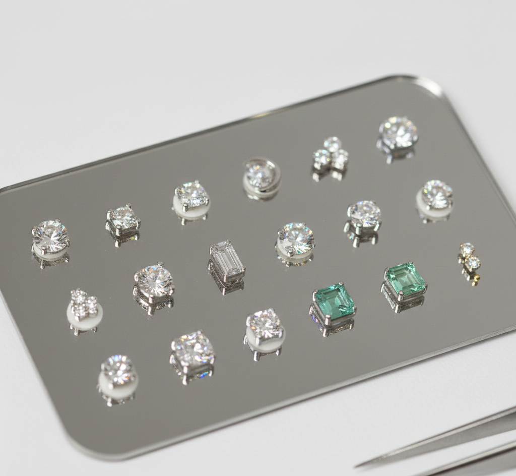 Various tooth gem options including crystals, gold, and diamonds